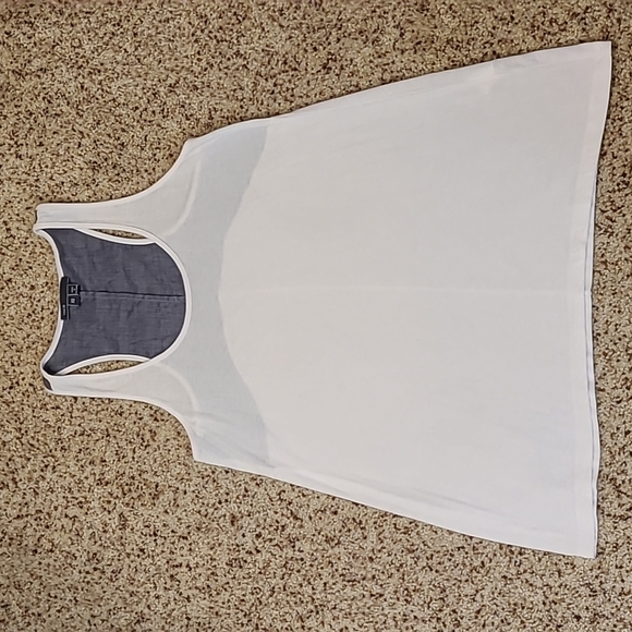 Vince white racerback tank with chambray upper back - Picture 3 of 9